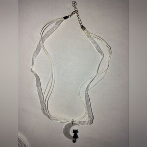 White Moon Pendant Necklace